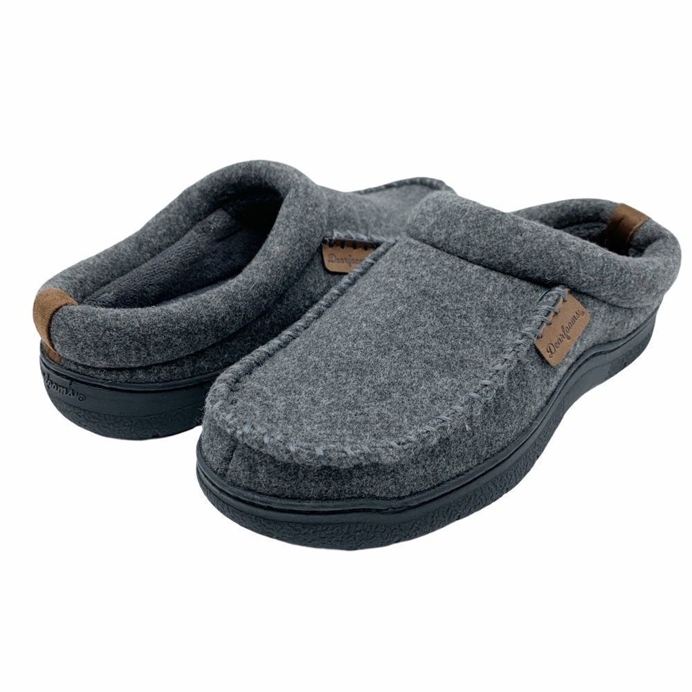 Dearfoams Wool Blend Gray Warm Memory Foam Slipper